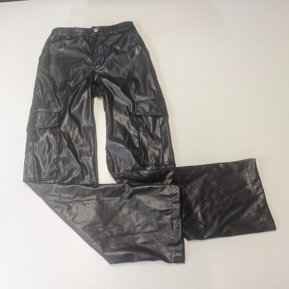 NWT Windsor Size XS Black Pleather Cargo Pants - Picture 1 of 12